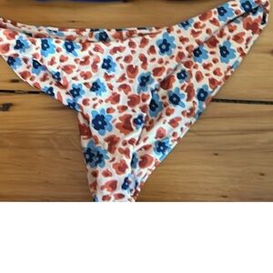 Floral High-Cut Bikini Bottom in Blue & Rust - Women Swim